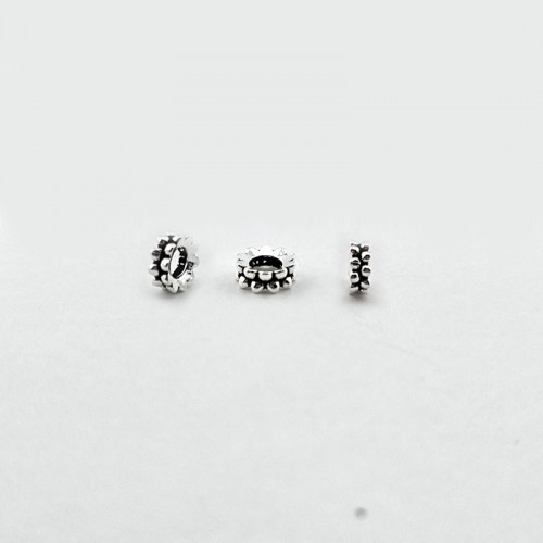 비즈팡 [SVP-12-14]순은펜던트 실버925 행운 라인연꽃론델 7mm (내경3.4mm) 염주팔찌만들기 ,1개