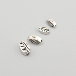 비즈팡 [SVP-03-05]순은펜던트 실버925 나뭇잎 통과형 (S/L) 5x8/6x10mm (내경0.9/1.2mm) 세로홀 ,1개