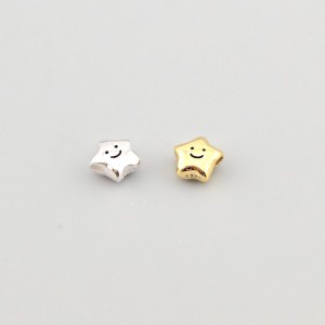 비즈팡 [SVP-03-07]순은펜던트 실버925 통통스마일별 통과형 6mm (내경0.8mm) 가로홀 ,1개