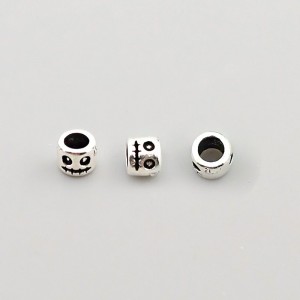 비즈팡 [SVP-12-21]순은펜던트 실버925 해골론델 5mm (내경2.8mm) 할로윈 깡통유령 ,1개