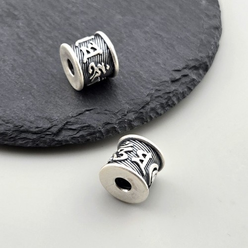 비즈팡 [SVP-06-37]순은펜던트 실버999 육자진언 옴자볼 3D 옴자사선기둥 12mm (내경3.8mm) ,1개