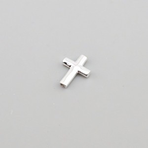 비즈팡 [SVP-13-03]순은펜던트 실버925 둥근십자가 통과형 11x14mm (내경1mm) 세로홀 ,1개