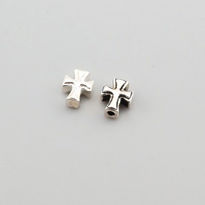 비즈팡 [SVP-13-04]순은펜던트 실버925 투라인십자가 통과형 8x10mm (내경1.3mm) 세로홀 ,1개