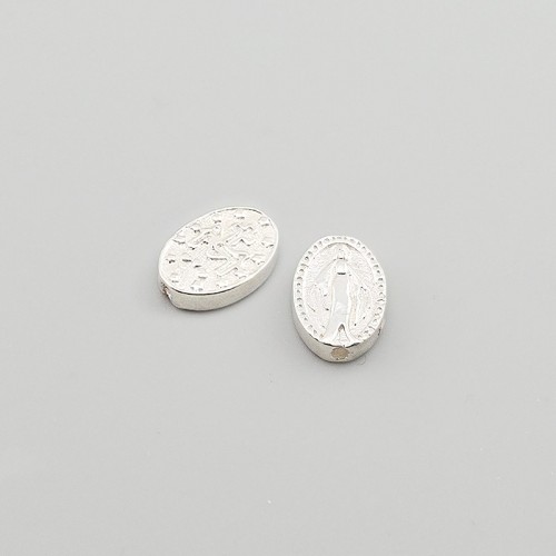 비즈팡 [SVP-13-07]순은펜던트 실버925 성모마리아 기적의패타원 6x9mm (내경 1mm) 묵주만들기 ,1개
