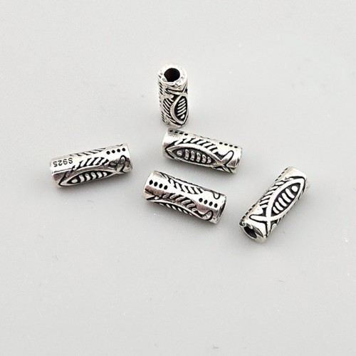 비즈팡 [SVP-01-13]순은펜던트 실버925 행운 물고기원통파이프 11x4mm ,1개