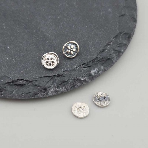 비즈팡 [SVP-05-30]순은펜던트 실버925 꽃단추 7mm (단추고리내경1.8mm) 단추펜던트 ,1개