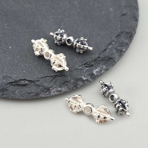 비즈팡 [SVP-06-20]순은펜던트 실버925 금강저통과형 19-20mm (내경2mm) 중앙홀 ,1개