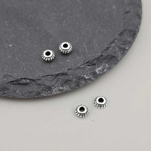 비즈팡 [SVP-06-49]순은펜던트 실버925 엔틱주름론델 5x3mm (내경2.3mm) ,1개