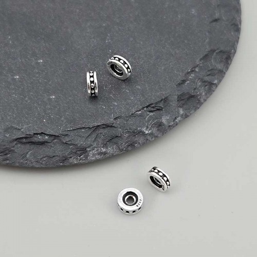 비즈팡 [SVP-06-53]순은펜던트 실버925 엔틱도트론델 6x2mm (내경1.5mm) ,1개