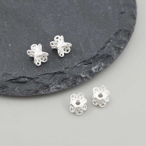 비즈팡 [SVP-06-54]순은펜던트 실버925 장구꽃캡론델 7x6mm (내경1.5mm) ,1개