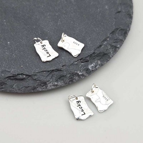 비즈팡 [SVP-23-16]순은펜던트 실버925 행운럭키LUCKY 7x10mm+O링 럭키펜던트 ,1개