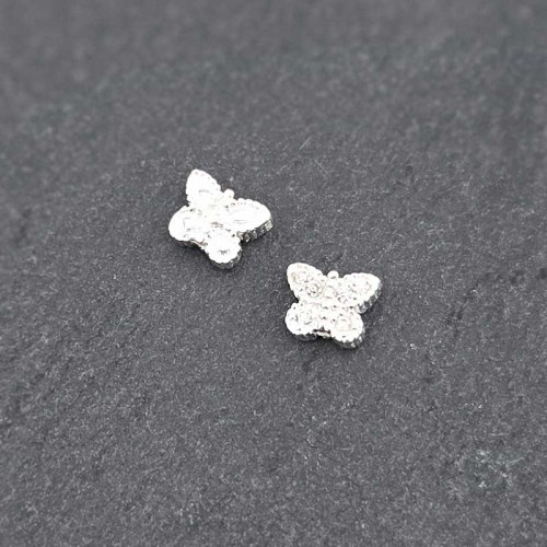 비즈팡 [SVP-03-10]순은펜던트 실버925 미니큐빅나비통과형 6mm (내경0.8mm) 세로홀 ,1개