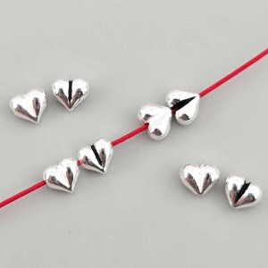 비즈팡 [SVP-03-11]순은펜던트 실버925 미니두쪽하트통과형 6mm (내경1mm) 가로홀 세로홀 ,1개