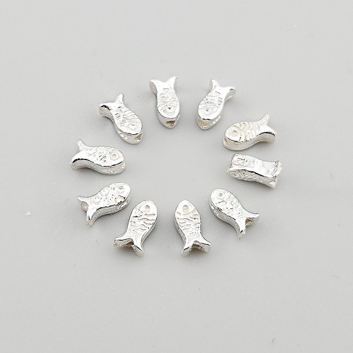 비즈팡 [SVP-01-02]순은펜던트 실버925 행운 주름물고기 통과형 7x4mm ,1개