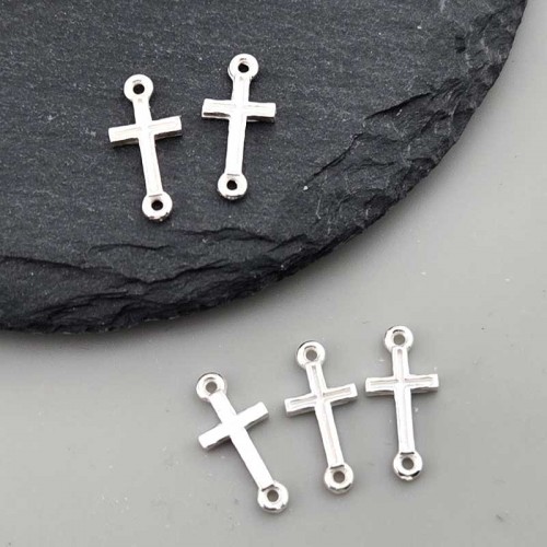 비즈팡 [SVP-13-09]순은펜던트 실버925 투각십자가양고리 7x15mm 매듭팔찌재료 ,1개