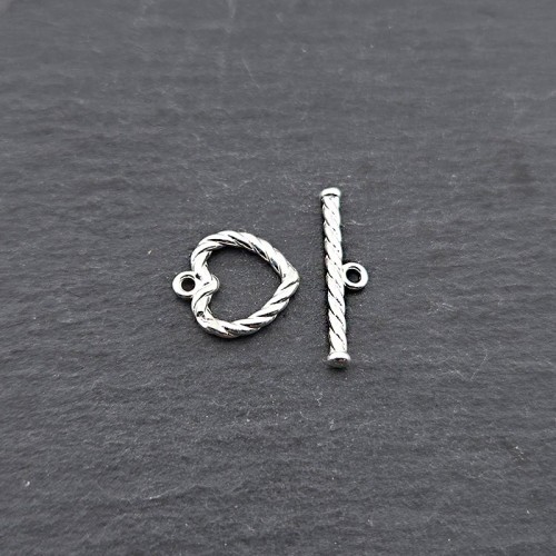 비즈팡 [SVT-6-07]순은부자재 실버925 마감장식 꼬임하트토글바 12x13mm ,1개