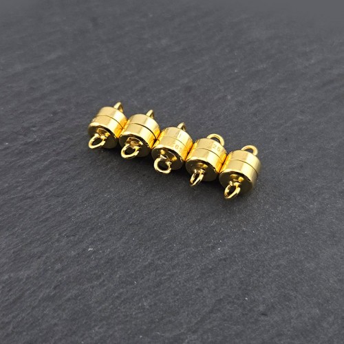 비즈팡 [SVT-9-03]순은부자재 실버925 마감장식 원통자석장식 5.6x10mm 골드 ,1개