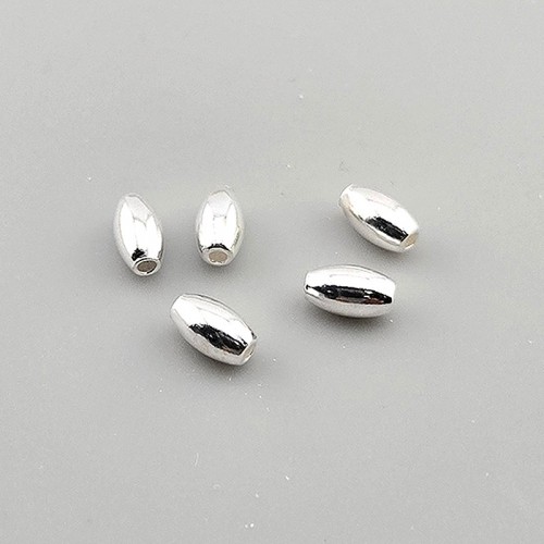 비즈팡 [SVP-91-06]순은펜던트 실버925 은볼 쌀알볼 5x8mm (내경 1.2mm) 실버볼 ,1개