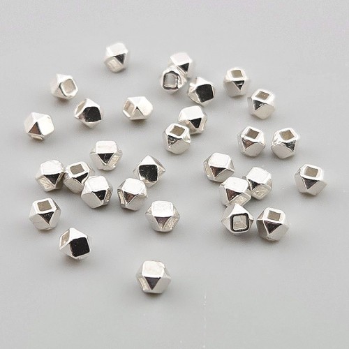 비즈팡 [SVP-91-07]순은펜던트 실버925 은볼 큐브사각볼 3.5mm (내경 1.5mm) 실버볼 ,1개