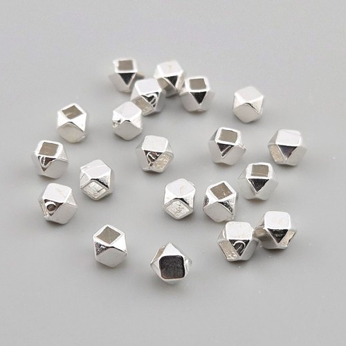 비즈팡 [SVP-91-07]순은펜던트 실버925 은볼 큐브사각볼 4.5mm (내경 2.2mm) 실버볼 ,1개