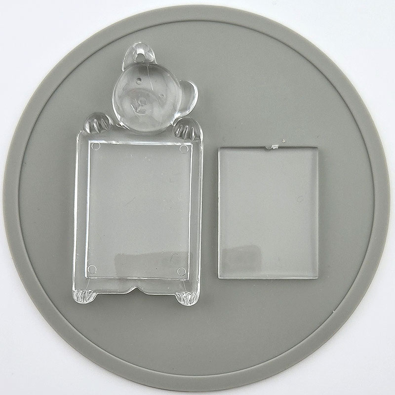 비즈팡 [PJ-2-07]아크릴 액자 프레임 증사 키링 곰돌이사각L 35x65mm 투명 ,1개