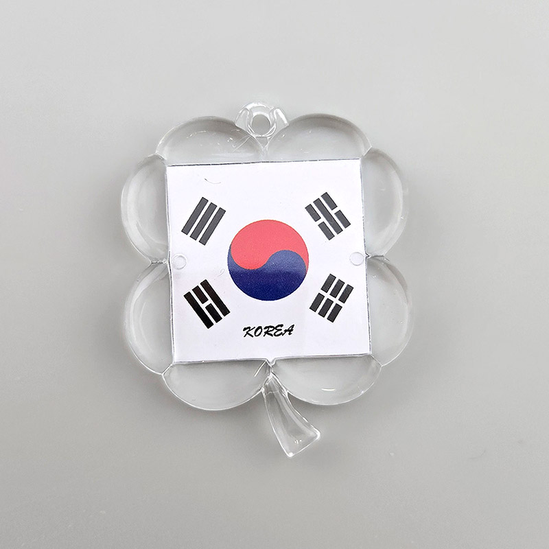 비즈팡 [PJ-3-06]아크릴 태극기 양면 액자 프레임 증사 키링 네잎클로버M 45x55mm 투명 ,1개