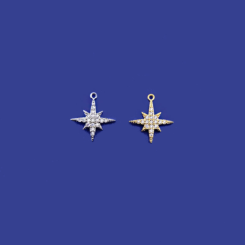비즈팡 [PC-001-02]큐빅펜던트 큐빅반짝이별 15x17mm ,1개