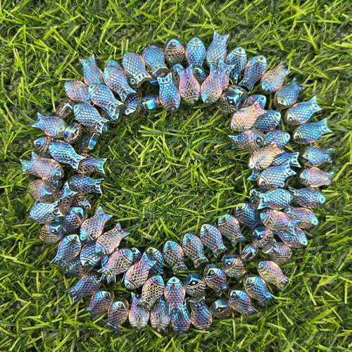 비즈팡 [PA-005-06]크리스탈물고기통과형 15x8mm 세로홀 다크블루오로라 ,1개