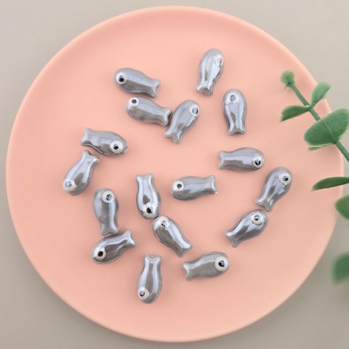 비즈팡 [PA-007-00]세라믹 물고기통과형 18x10mm(내경1.6mm) 그레이 ,1개