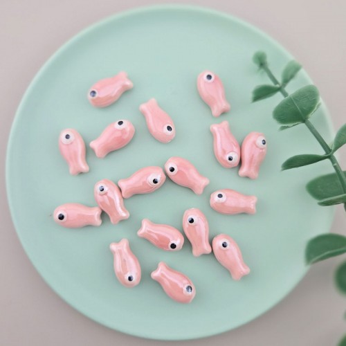 비즈팡 [PA-007-00]세라믹 물고기통과형 18x10mm(내경1.6mm) 핑크 ,1개