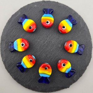 비즈팡 [PA-006-01]글라스비즈 무지개물고기 13x20mm 레인보우 ,1개