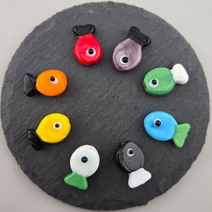 비즈팡 [PA-006-02]글라스비즈 컬러물고기 13x20mm 멀티(컬러랜덤) ,1개