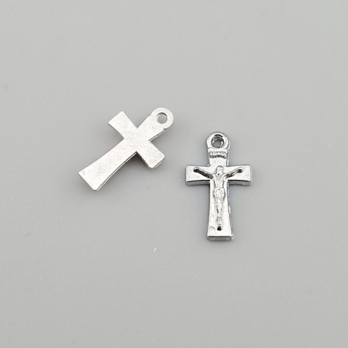 비즈팡 [PR-1-01]묵주펜던트 메탈미니십자가 고리형 8x14mm ,1개