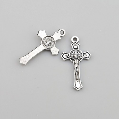 비즈팡 [PR-1-03]묵주펜던트 메탈예수십자가 고리형 13x23mm ,1개