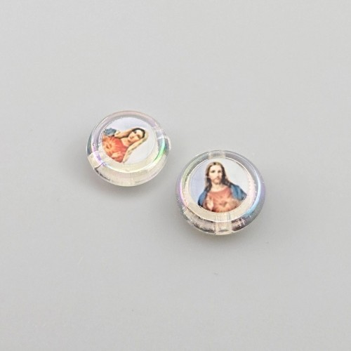 비즈팡 [PR-1-15]묵주펜던트 자비예수님바둑알 10mm (양면) ,1개