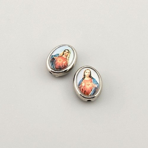 비즈팡 [PR-1-19]묵주펜던트 자비예수님타원알 9x12mm (양면) ,1개