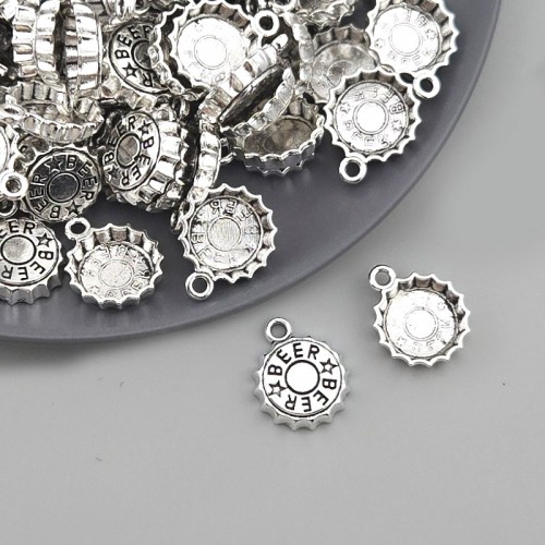 비즈팡 [PD-1-05]메탈펜던트 병뚜껑고리형 14x18mm ,★10개