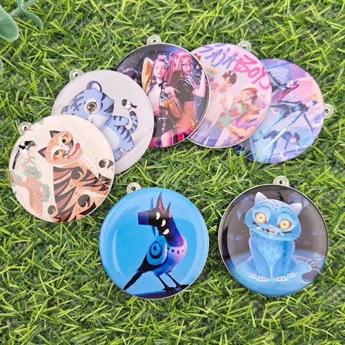 비즈팡 [PE-003-03]아크릴펜던트 원형 50mm 케이팝 블루호랑이 블랙갓까치 걸 보이 그룹 ,1개