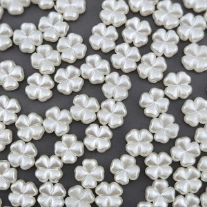 비즈팡 [PA-016]아크릴 진주네잎클로버 통과형 8mm 펄코팅 ,50개