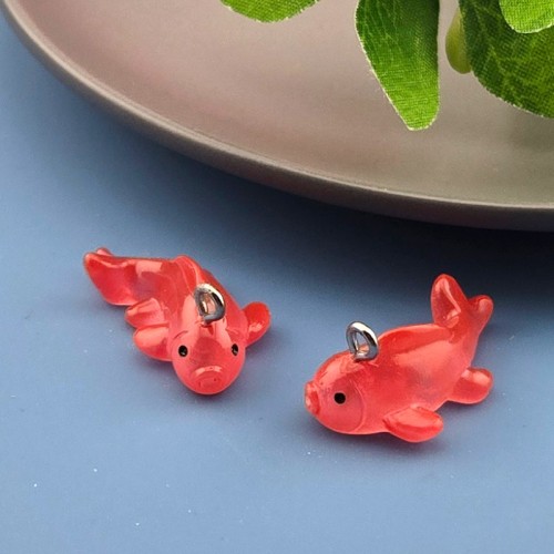 비즈팡 [PB-1-02]아크릴펜던트 빨간잉어고리형 23x12mm 물고기펜던트 ,1개