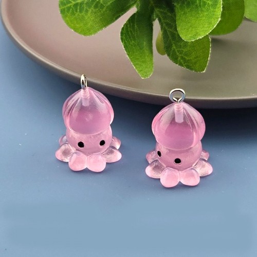 비즈팡 [PB-1-05]아크릴펜던트 핑크오징어고리형 15x24mm ,1개