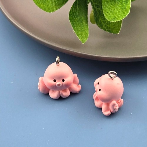 비즈팡 [PB-1-06]아크릴펜던트 핑크아기문어고리형 18x19mm ,1개