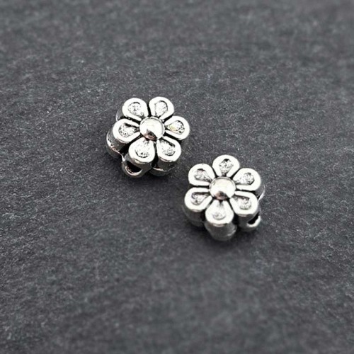 비즈팡 [PM-1-03]메탈펜던트 엔틱국화꽃통과형 7mm (내경1mm) ,1개