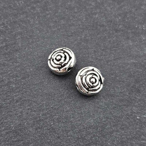 비즈팡 [PM-1-04]메탈펜던트 엔틱장미꽃통과형 7mm (내경1mm) ,1개