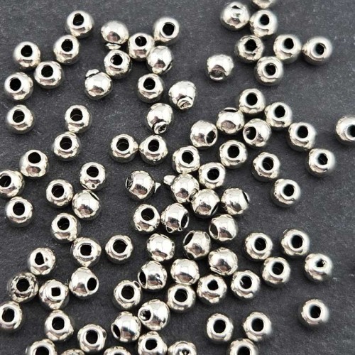 비즈팡 [PM-1-49]메탈펜던트 엔틱메탈볼 3mm (내경1.2mm) ,100개