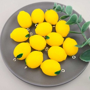비즈팡 [PB-2-15]아크릴펜던트 과일 레몬 고리형 20x30mm 레몬모형 ,1개