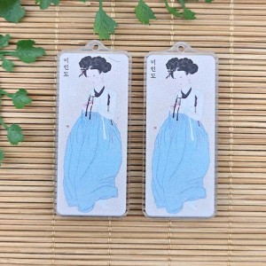 비즈팡 [PB-4-16]아크릴전통펜던트 조선시대 여인상 미인도사각 25x52mm 전통굿즈만들기재료 ,1개