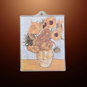 비즈팡 [PB-4-94]아크릴펜던트 명화시리즈 반고흐 해바라기 32x42mm (키링용) ,1개