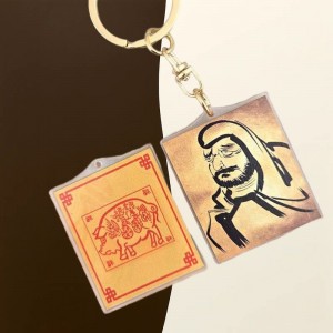 비즈팡 [PB-4-35]아크릴전통펜던트 금전운 달마도 재물부적 37x47mm 돼지삼재부적 (키링용) ,1개