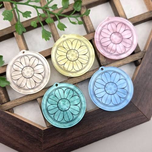 비즈팡 [PB-4-25P]아크릴전통펜던트 연화문수막새 33x34mm 전통굿즈만들기용 ,1개